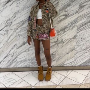 Von Dutch Leopard Print Jacket & Skirt